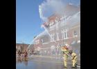 Water application drill at the Iowa Firefighters Association Convention in Manchester on Sept. 11.